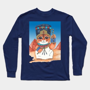 Neferkitty lucky cat art Long Sleeve T-Shirt